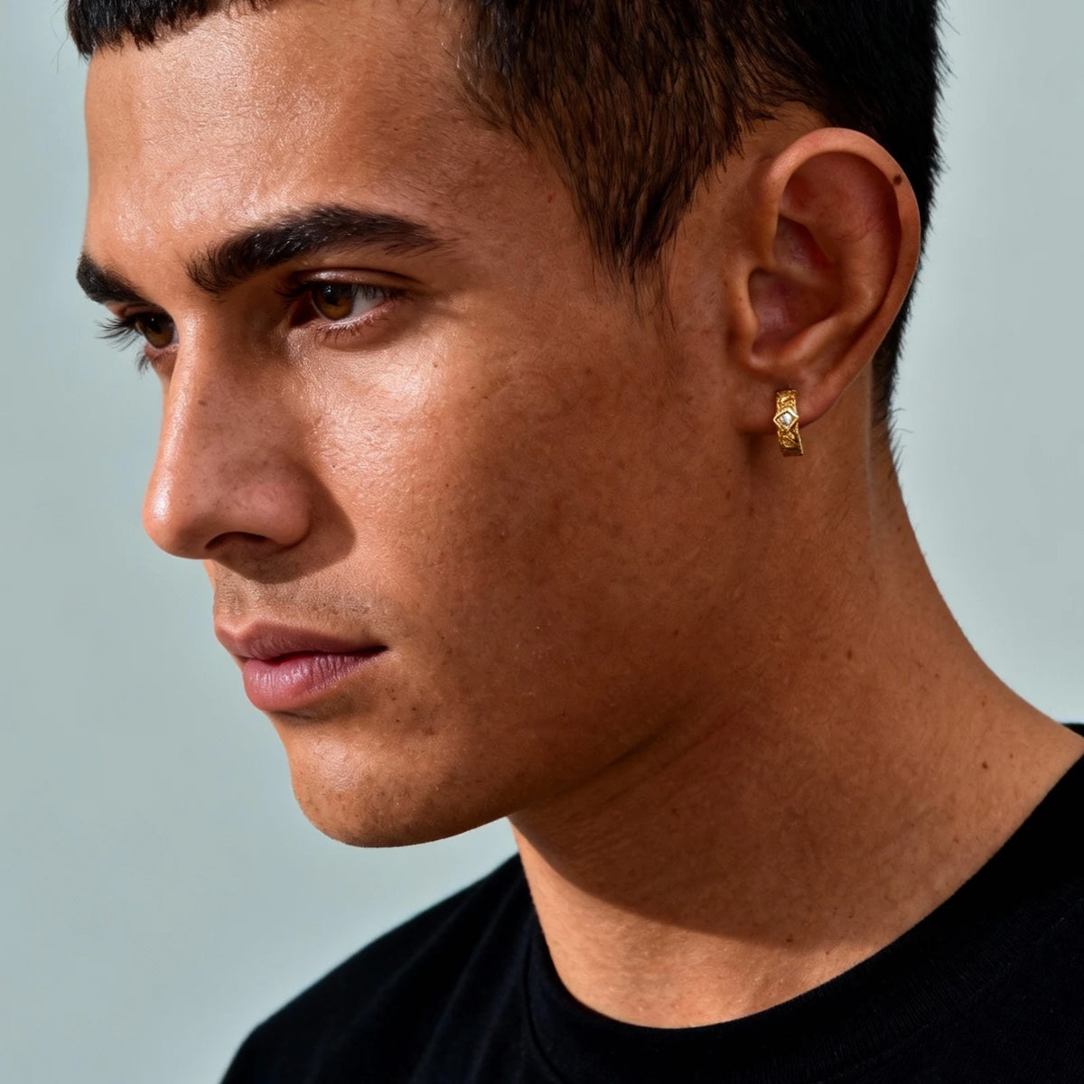 Men’s Gothic Rhombus Hoop Earrings