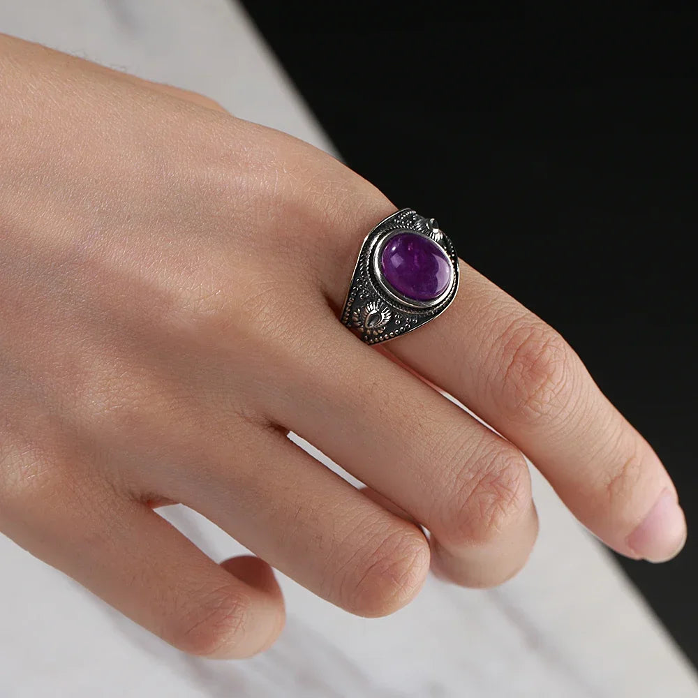Natural Amethyst Silver Ring