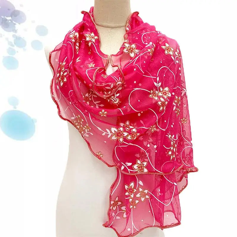 Luxury Floral Silk Wrap & Scarf