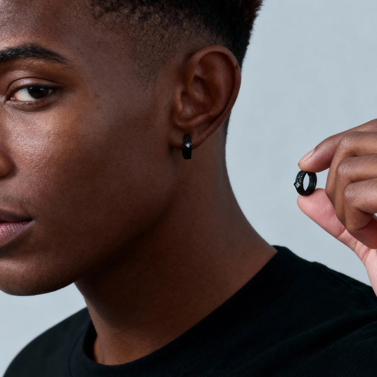 Men’s Gothic Rhombus Hoop Earrings