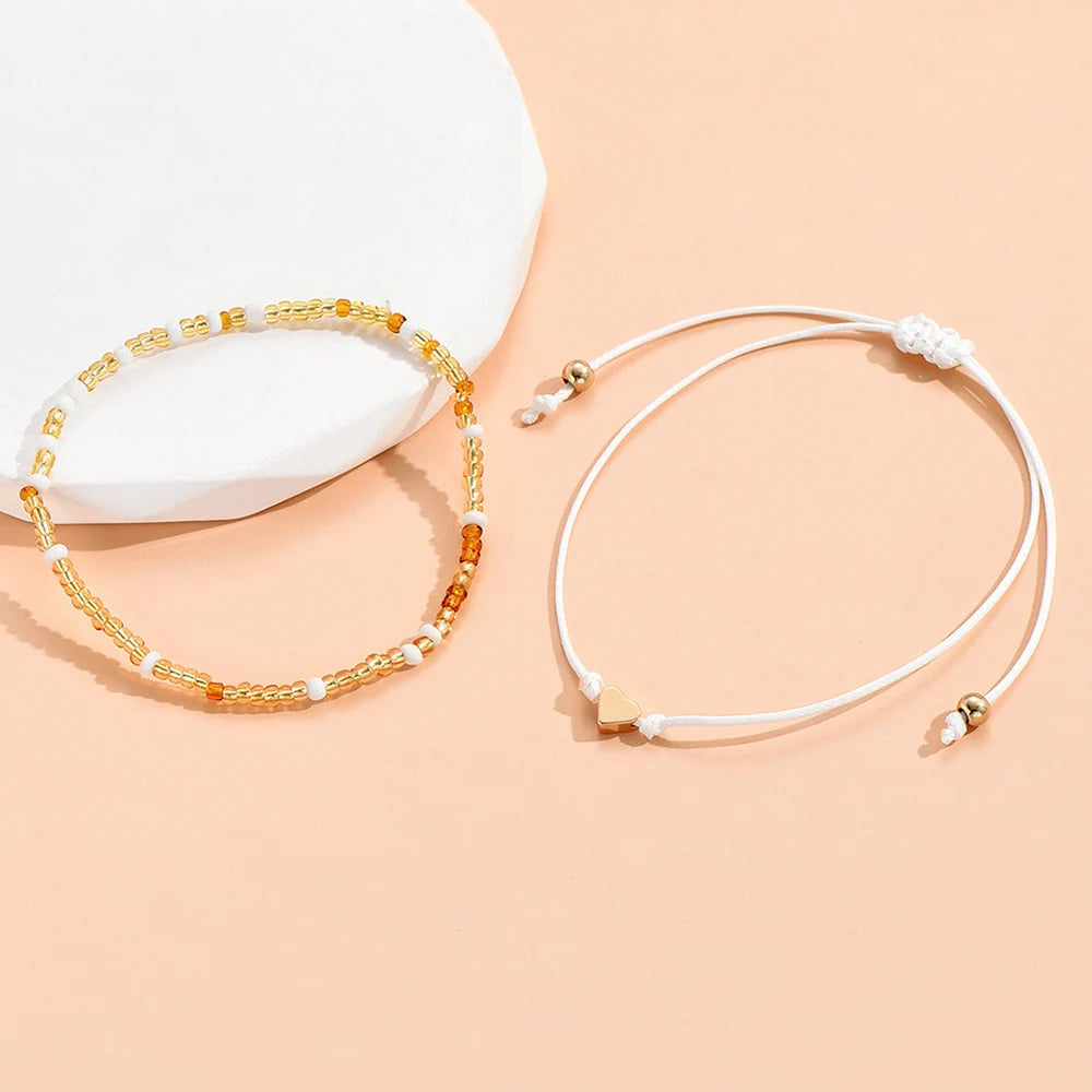 Boho Heart Beaded Anklet