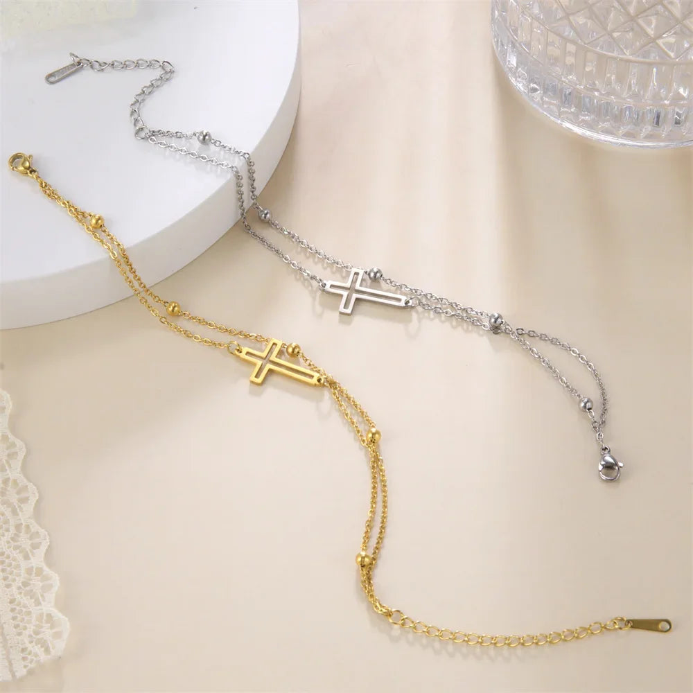 Stainless Steel Cross Anklet