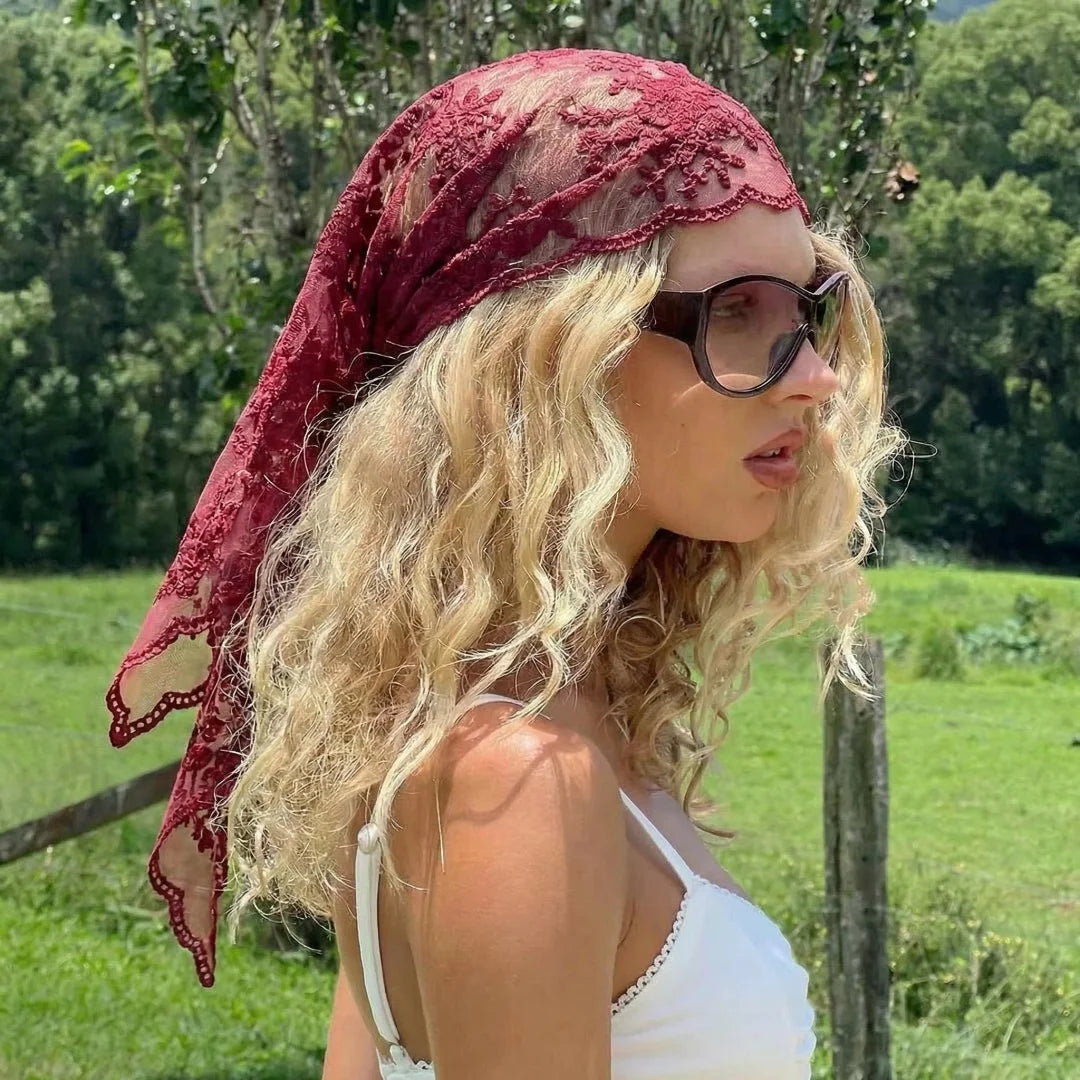 Women's Lace Print Silk Scarf