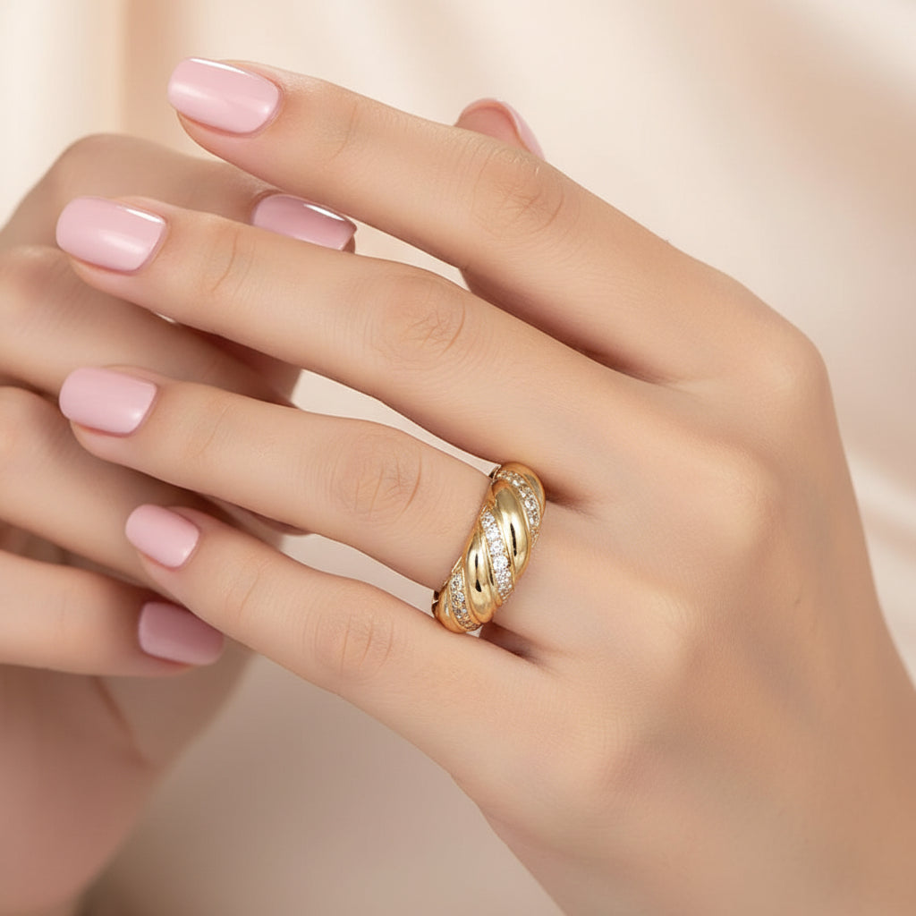 Modern Twist Cubic Zirconia Ring