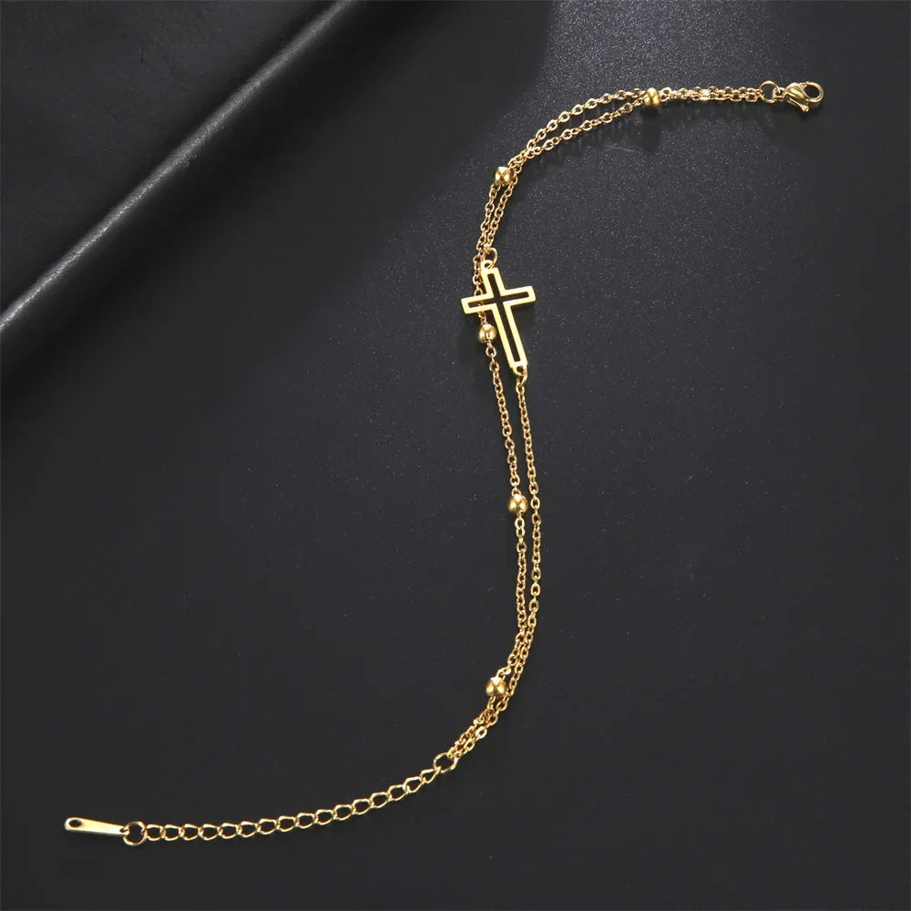 Stainless Steel Cross Anklet
