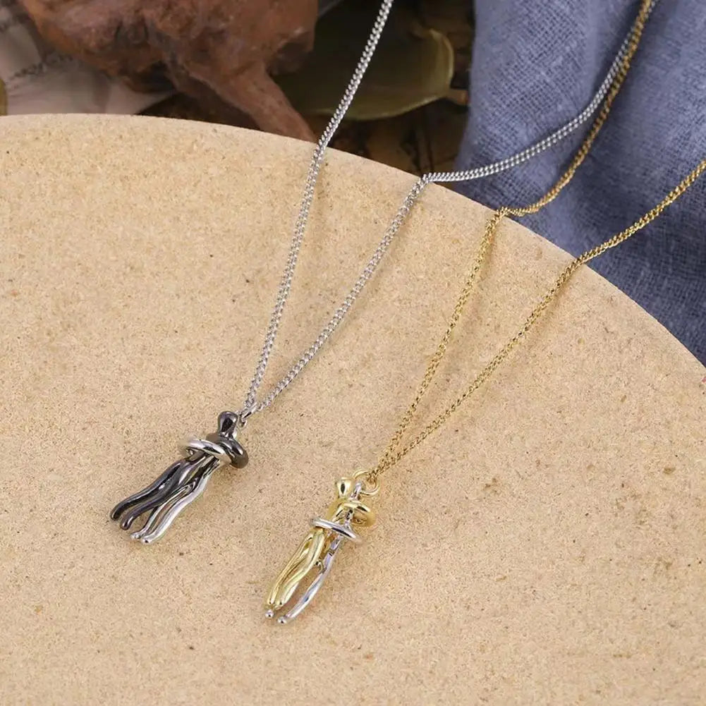Hip Hop Unisex Embrace Couple Pendant Necklace