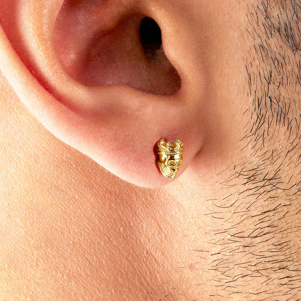 Vintage Skull King Studs — Sterling Silver