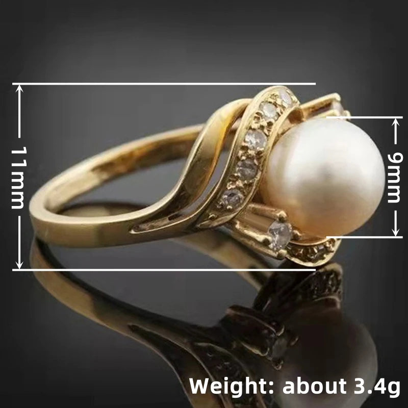 Luxury Imitation Pearl & CZ Ring for Women