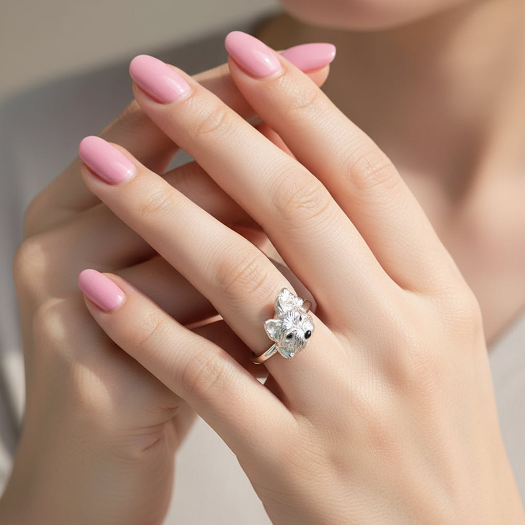 Cute Dog Adjustable Open Ring