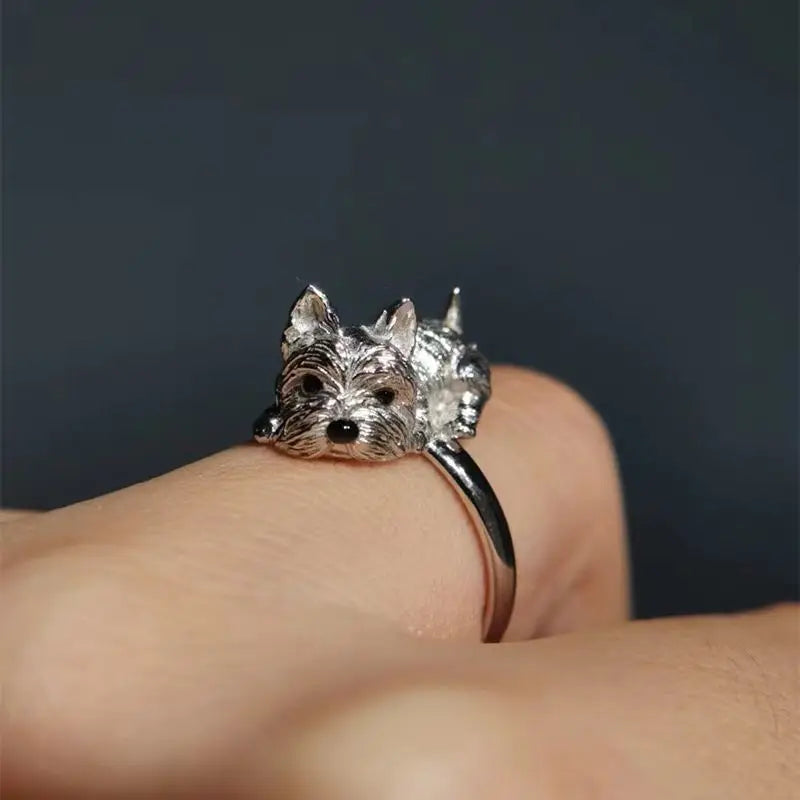 Cute Dog Adjustable Open Ring