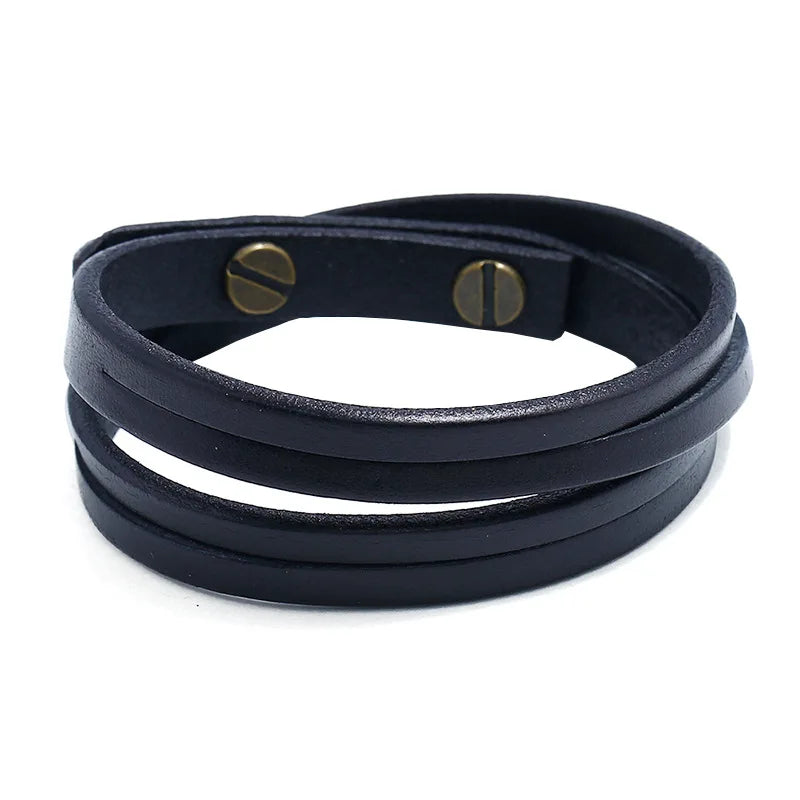 Double Strand Genuine Leather Bracelet