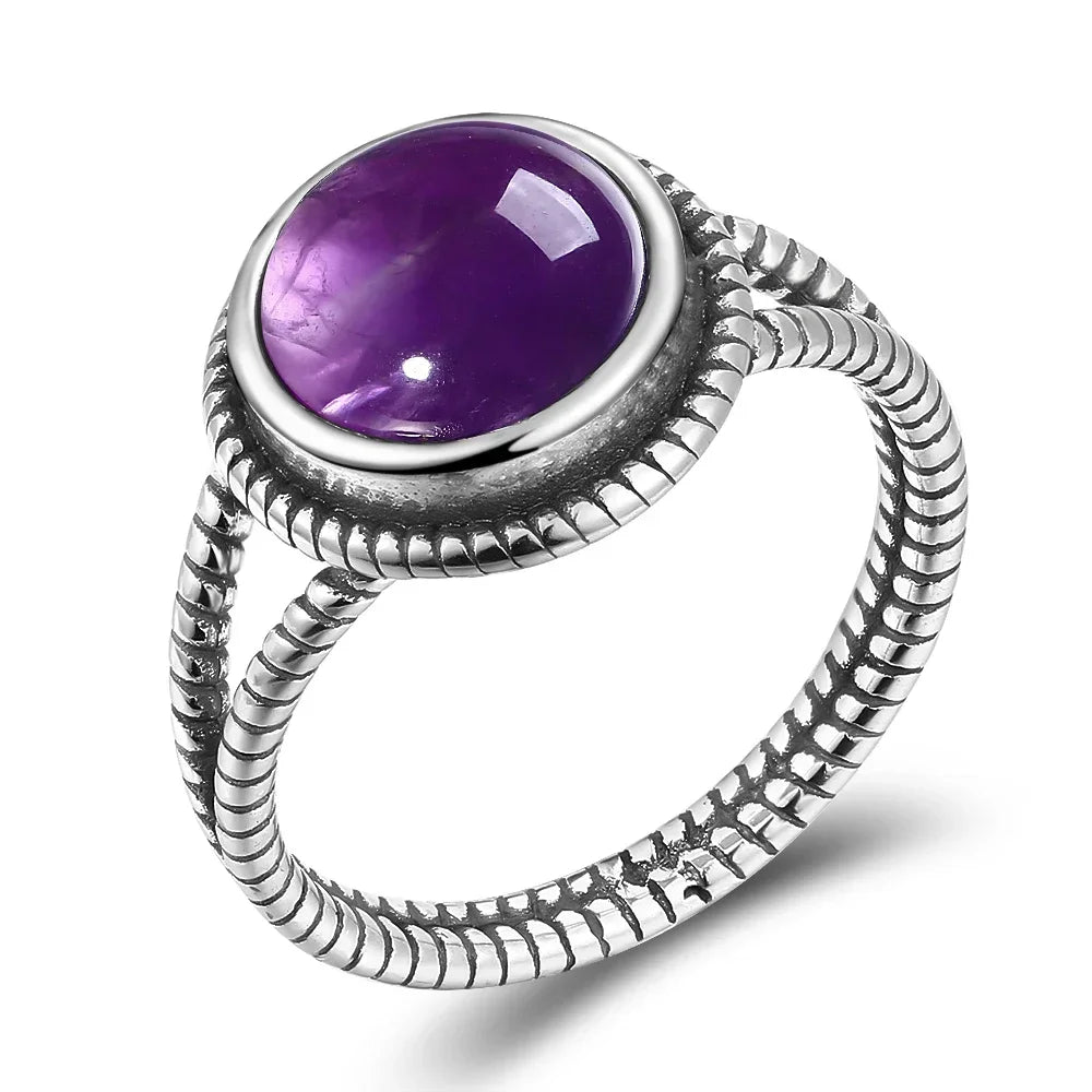 Natural Amethyst Silver Ring