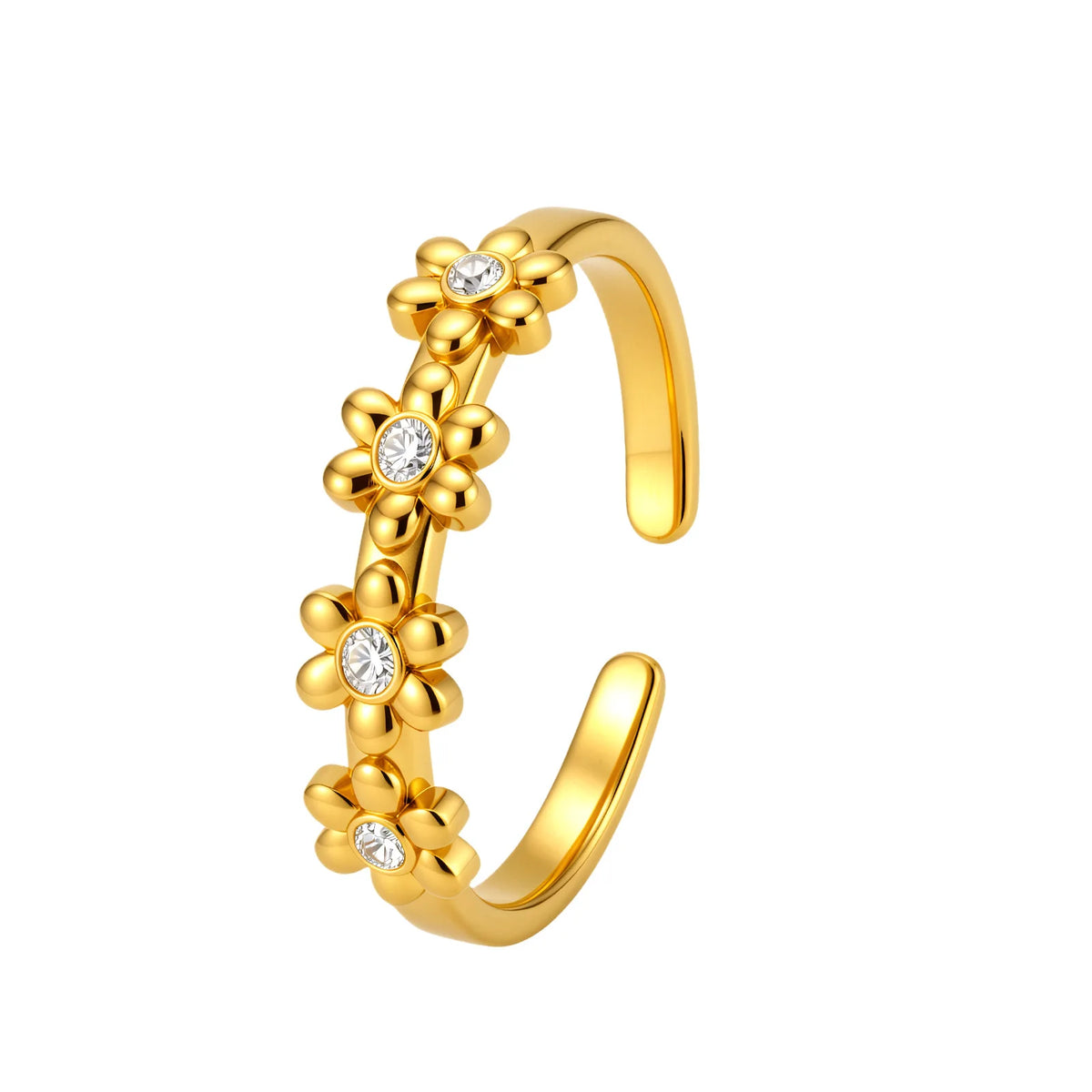 Zircon Flower Open Ring
