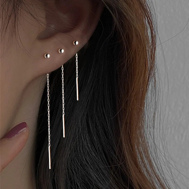 Thread Chain Tassel Earrings – Long Drop