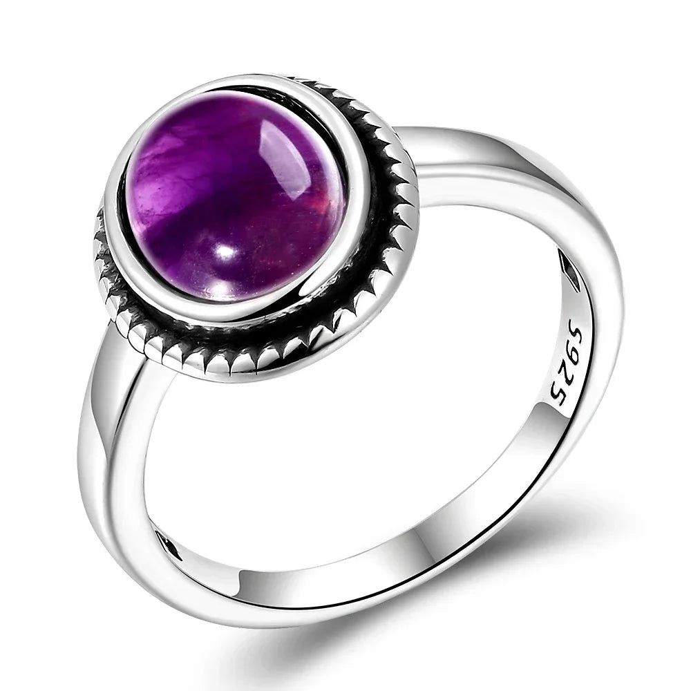Natural Amethyst Silver Ring