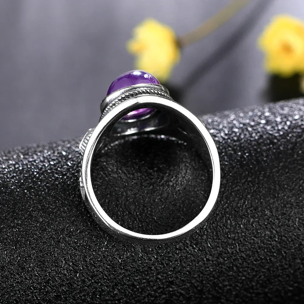 Natural Amethyst Silver Ring