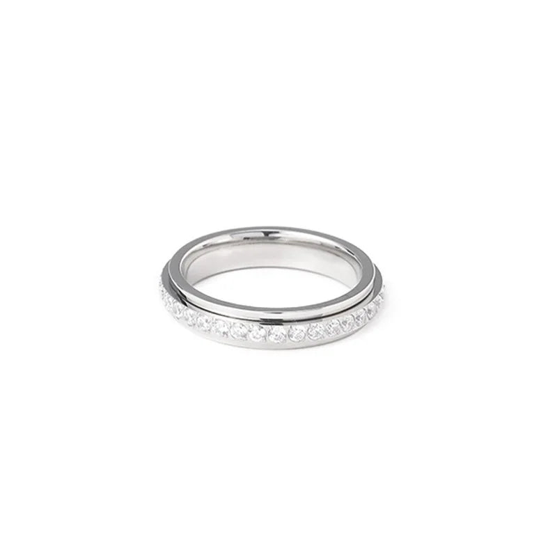 Gold Plated Spinner Fidget Ring – Zircon Titanium Steel