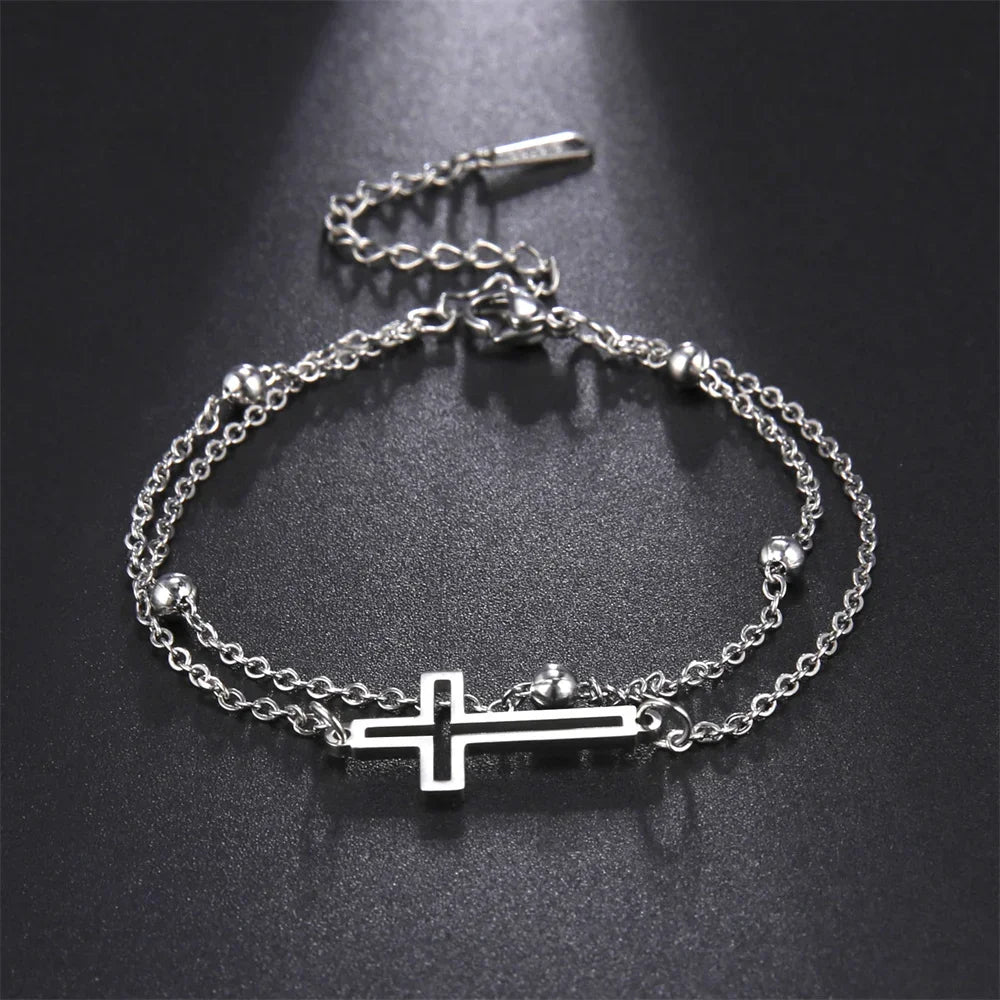 Stainless Steel Cross Anklet