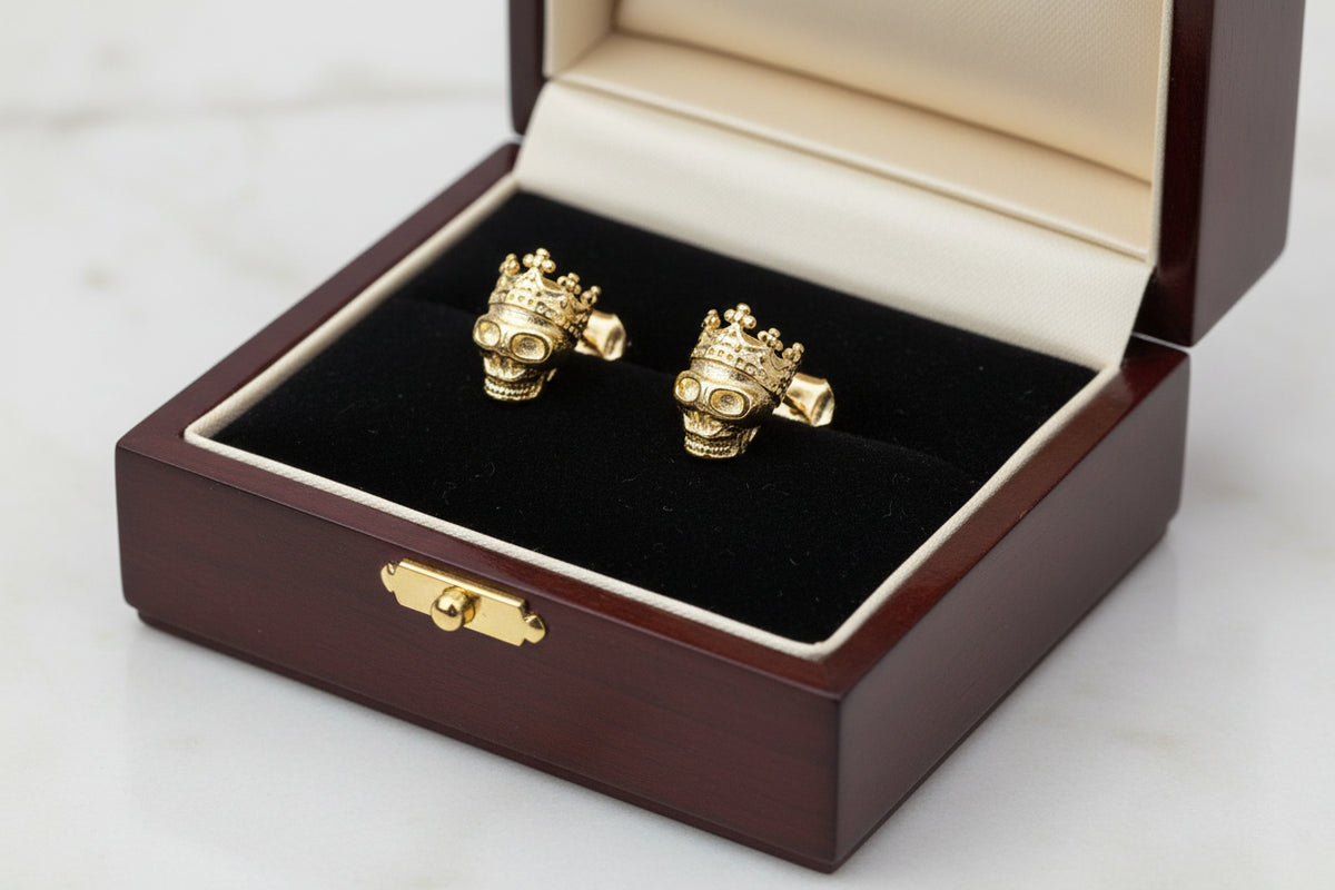 Vintage Skull King Studs — Sterling Silver