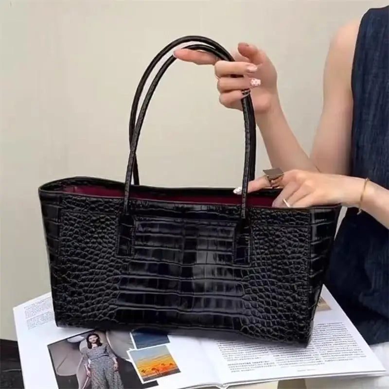 Vintage Crocodile Print Commuter Bag