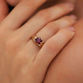 Luxury Red Crystal Floral Ring