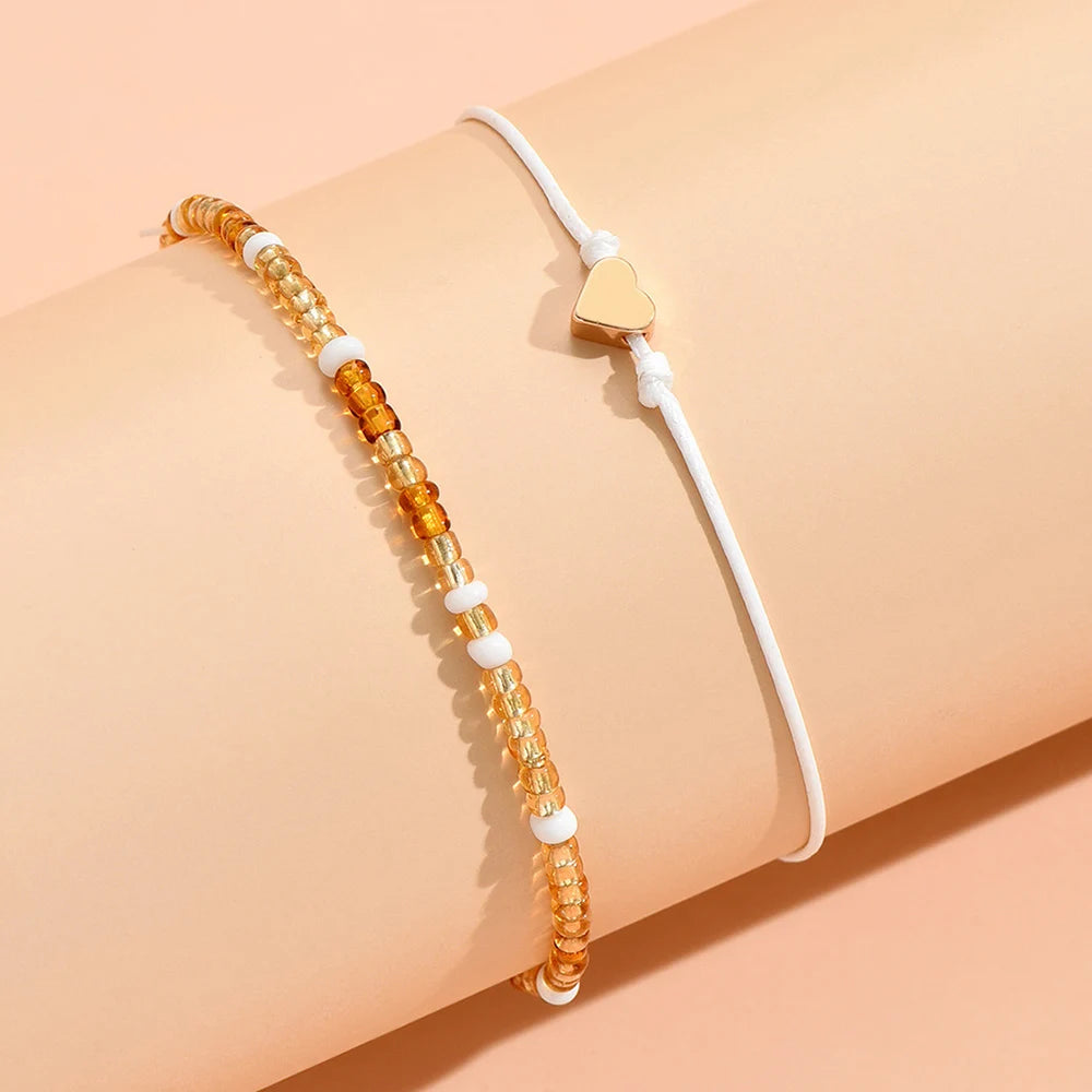 Boho Heart Beaded Anklet