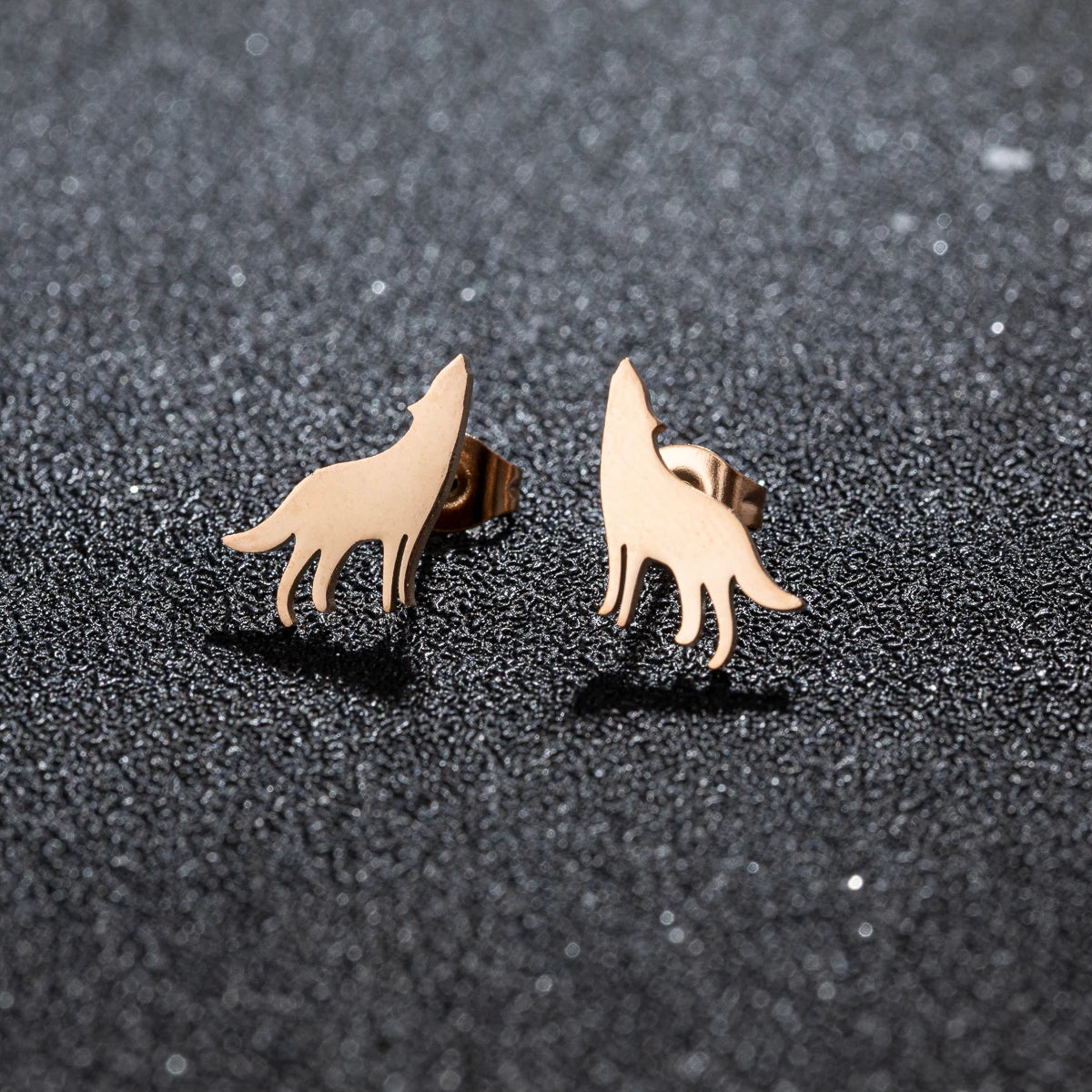 Stainless Steel Wolf Head Stud Earrings (Unisex)