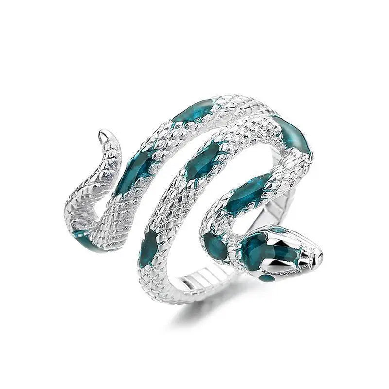Punk Snake Adjustable Ring — Silver