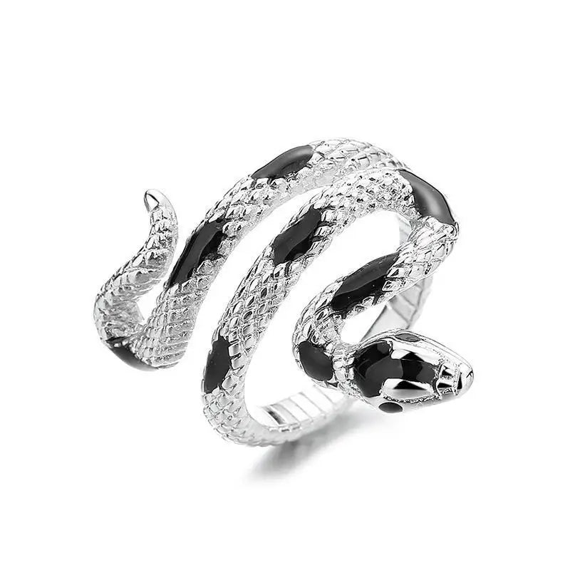 Punk Snake Adjustable Ring — Silver