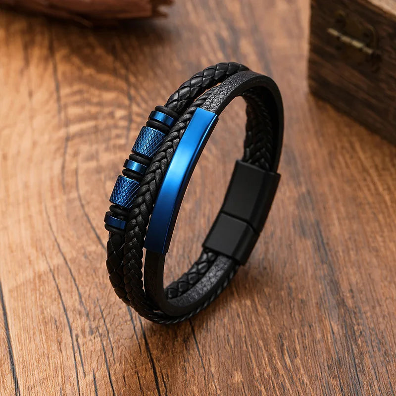 Chunky Multi-Layer Leather Bracelet