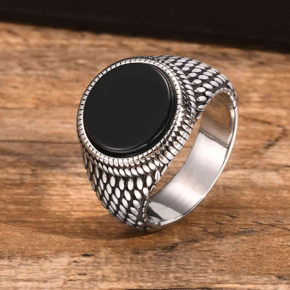 Dragon Scale blk/ Tiger Eye Signet Ring