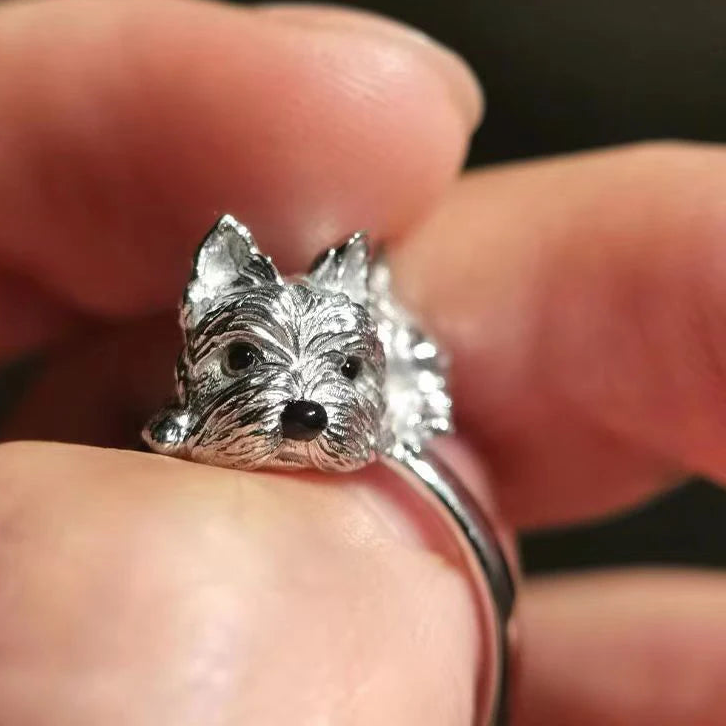 Cute Dog Adjustable Open Ring