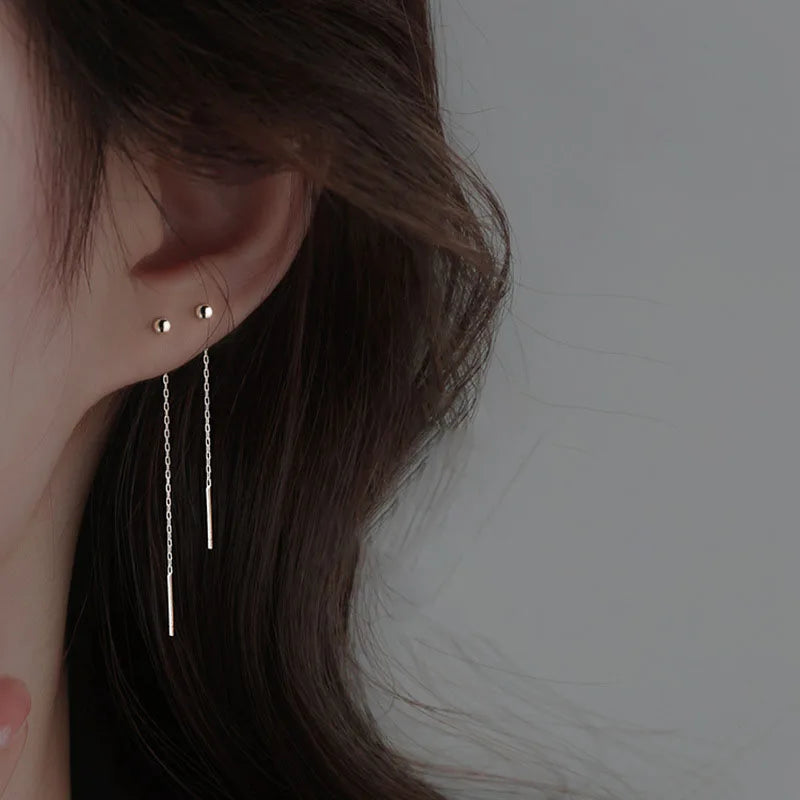 Thread Chain Tassel Earrings – Long Drop