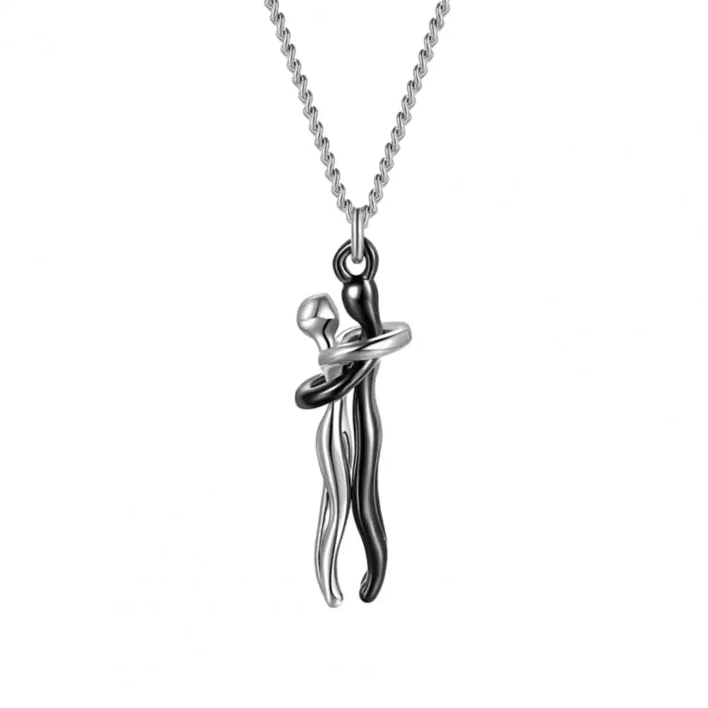 Hip Hop Unisex Embrace Couple Pendant Necklace