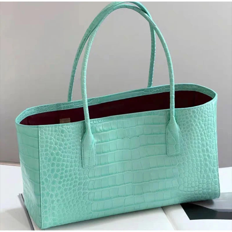 Vintage Crocodile Print Commuter Bag