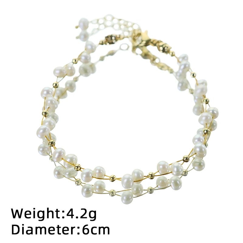 Natural Freshwater Pearl Copper Bead Bracelet