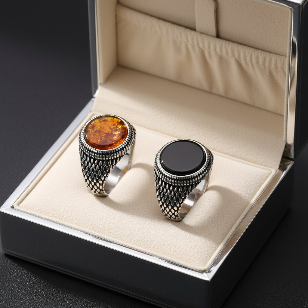 Dragon Scale blk/ Tiger Eye Signet Ring