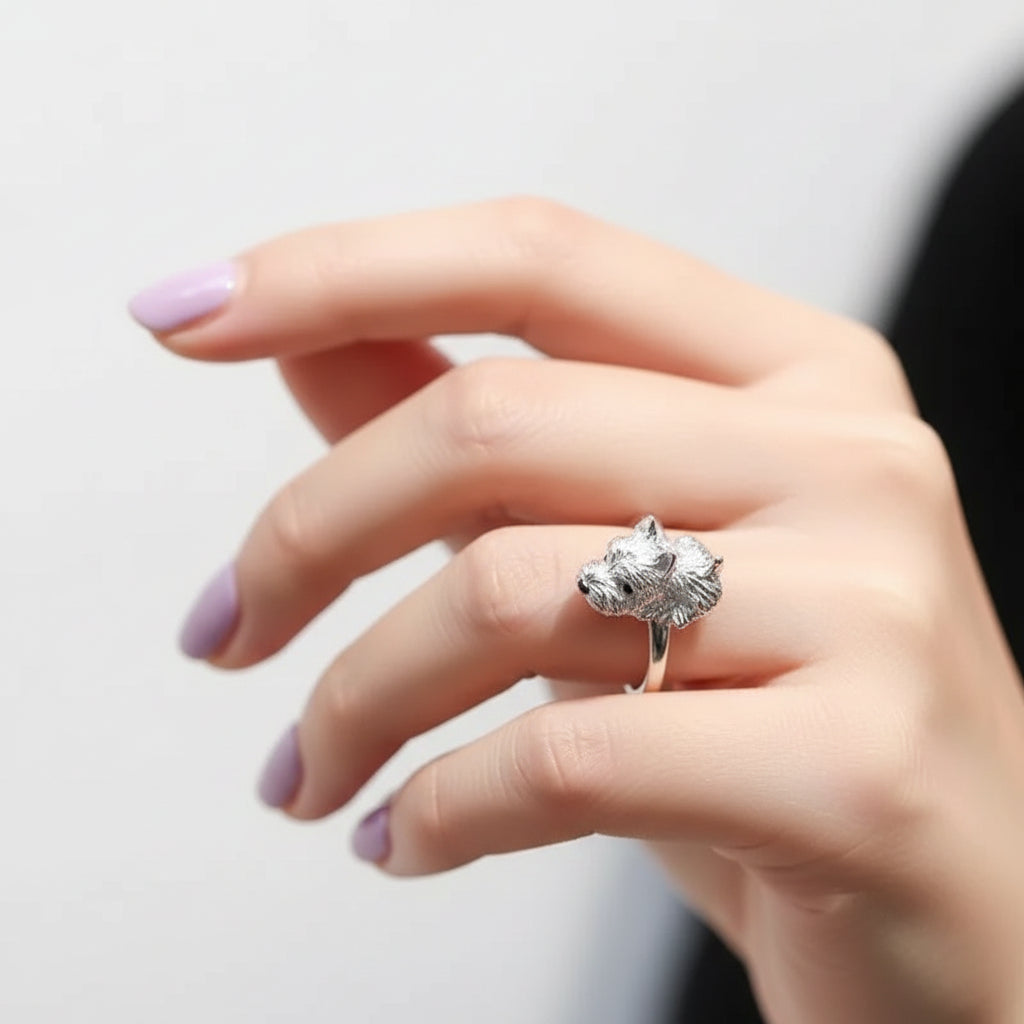 Cute Dog Adjustable Open Ring