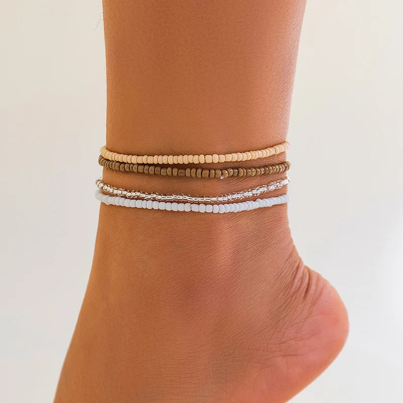 Boho Heart Beaded Anklet