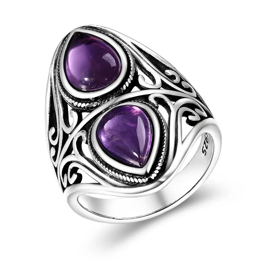 Natural Amethyst Silver Ring