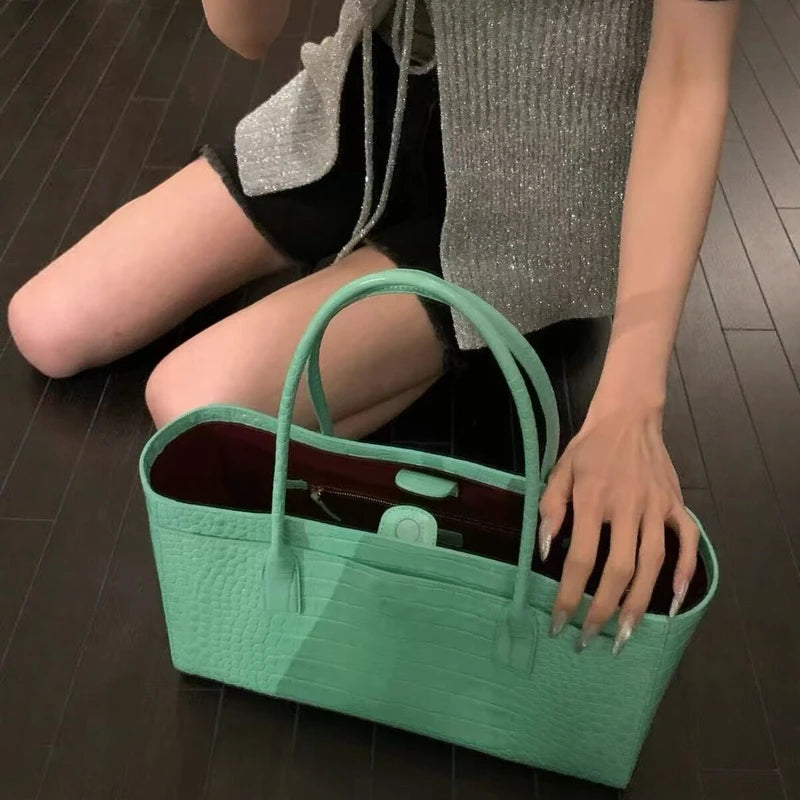 Vintage Crocodile Print Commuter Bag