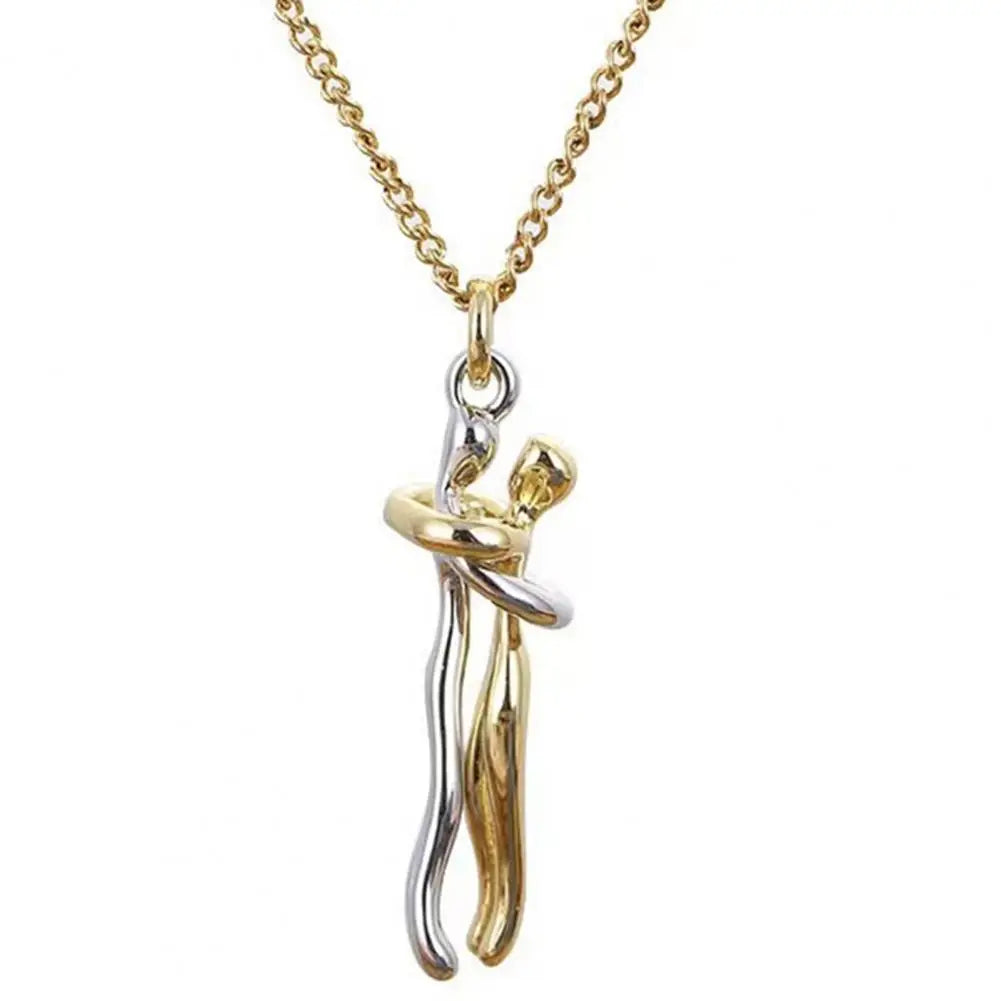 Hip Hop Unisex Embrace Couple Pendant Necklace