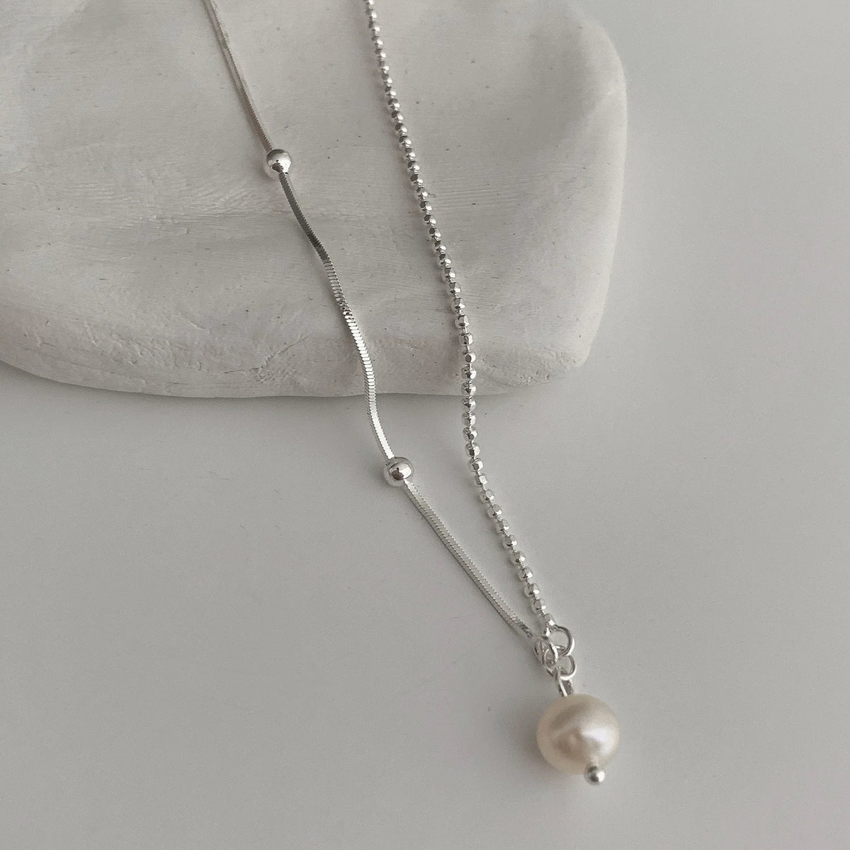 Pearl Snake Chain Sterling Silver Bracelet