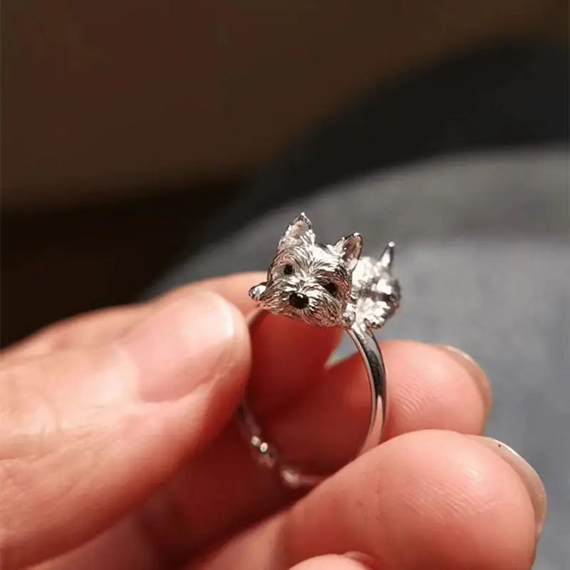 Cute Dog Adjustable Open Ring