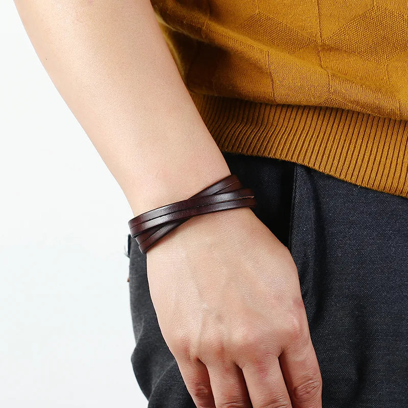 Double Strand Genuine Leather Bracelet