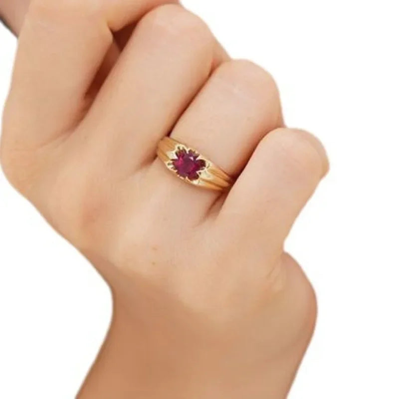 Luxury Red Crystal Floral Ring