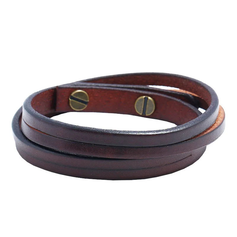 Double Strand Genuine Leather Bracelet