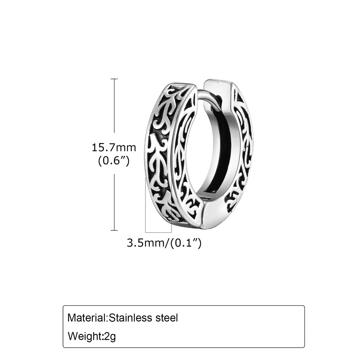 Stainless Steel Totem Hoop Earrings