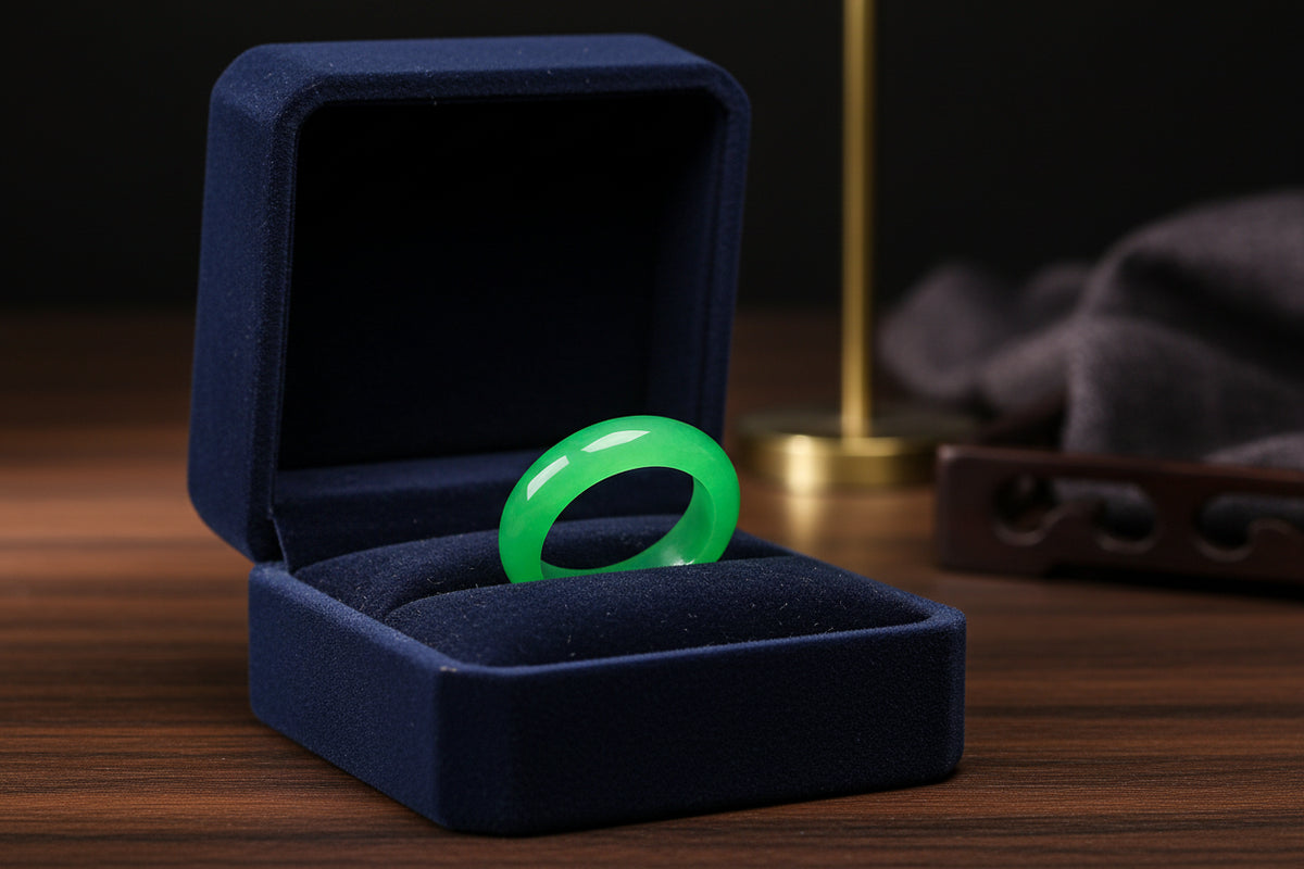 Natural Jade Unisex Band Ring