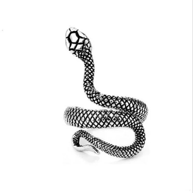 Punk Snake Adjustable Ring — Silver